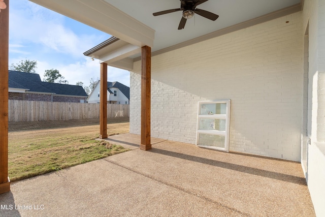 view of patio / terrace with ceiling fan