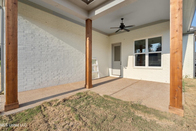 view of patio / terrace featuring ceiling fan