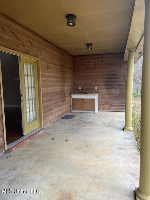 view of patio with a sink