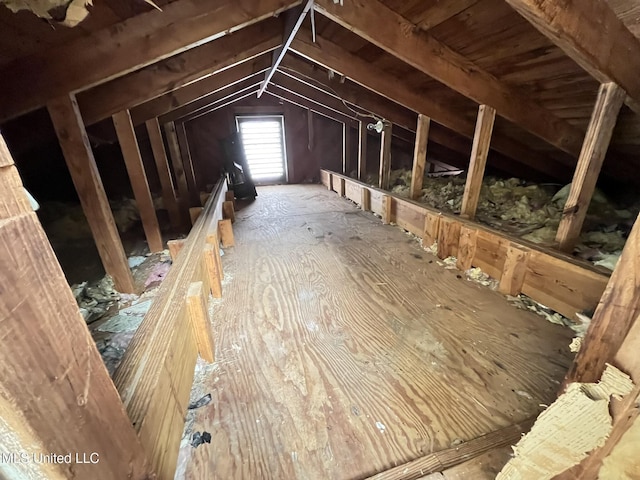 view of unfinished attic