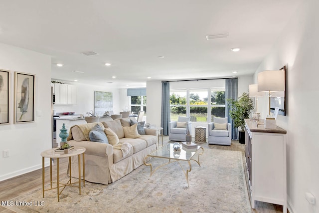 living room featuring light hardwood / wood-style flooring