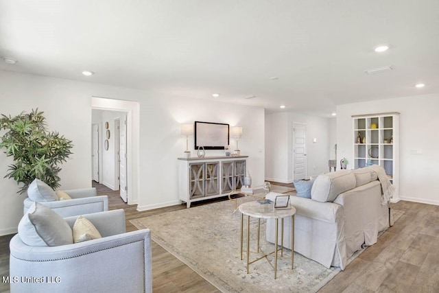 living room with light wood-type flooring