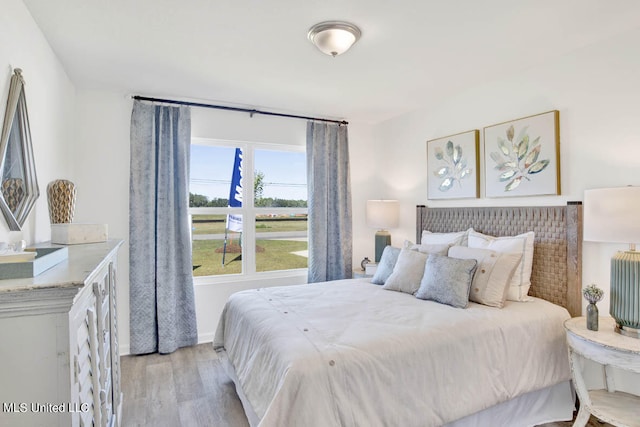 bedroom with light hardwood / wood-style floors