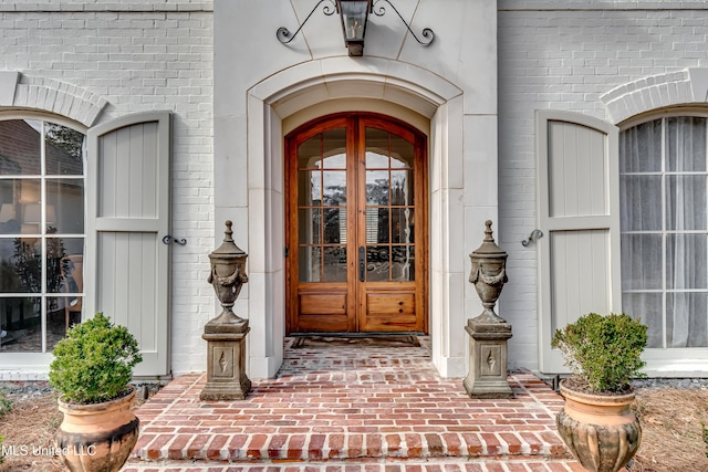 doorway to property with french doors