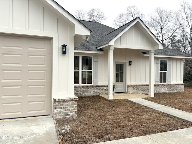 exterior space featuring a garage