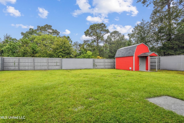 view of yard with a storage unit