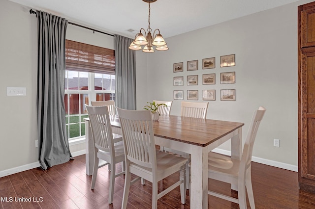 13245 Braybourne Pkwy, Olive Branch, MS 38654 - dining space featuring dark wood-style floors, a chandelier, and baseboards