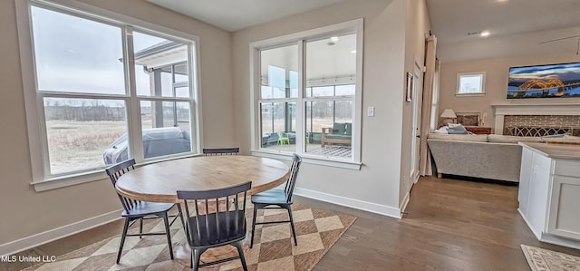 13453 Birch Bnd, Olive Branch, MS 38654 - dining room with baseboards, dark wood-type flooring, and recessed lighting
