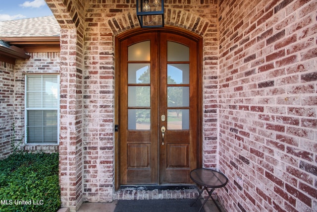 property entrance with french doors