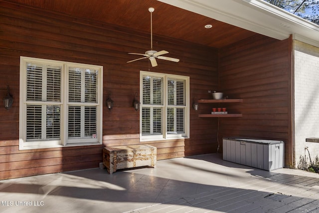 view of patio / terrace with a ceiling fan