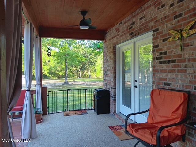 9900 Little Buck, Vancleave, MS 39565 - view of patio / terrace with french doors and a ceiling fan