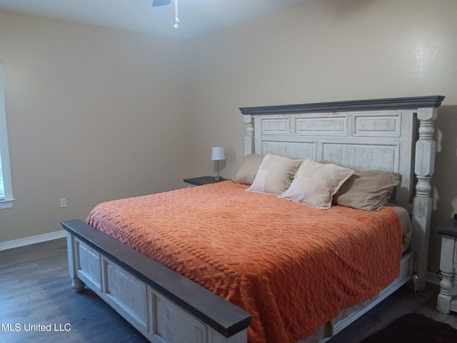 9900 Little Buck, Vancleave, MS 39565 - bedroom featuring dark wood-style flooring, baseboards, and ceiling fan