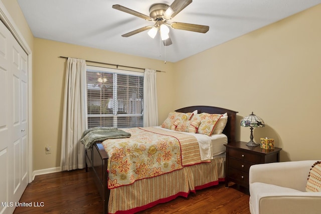 725 Bay Tree Dr, Flowood, MS 39232 - bedroom featuring wood finished floors, a closet, and a ceiling fan