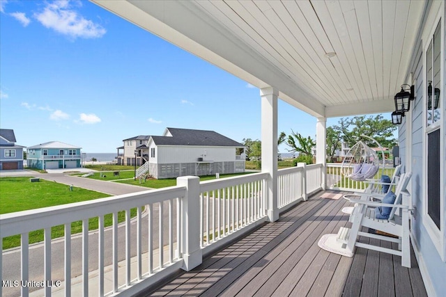 deck featuring covered porch