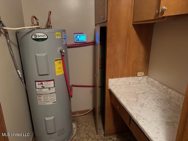 utility room featuring water heater