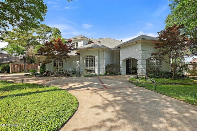 205 Audubon Point Dr, Brandon, MS 39047 - view of front of property featuring fence, driveway, and brick siding