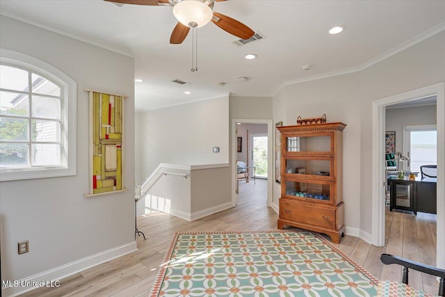 205 Audubon Point Dr, Brandon, MS 39047 - hallway with visible vents, light wood-style floors, and plenty of natural light