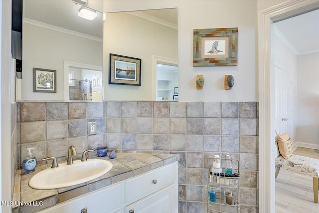 205 Audubon Point Dr, Brandon, MS 39047 - bathroom featuring tile walls and ornamental molding