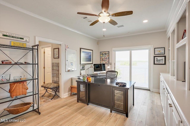 205 Audubon Point Dr, Brandon, MS 39047 - home office with light wood-style floors, baseboards, and a ceiling fan