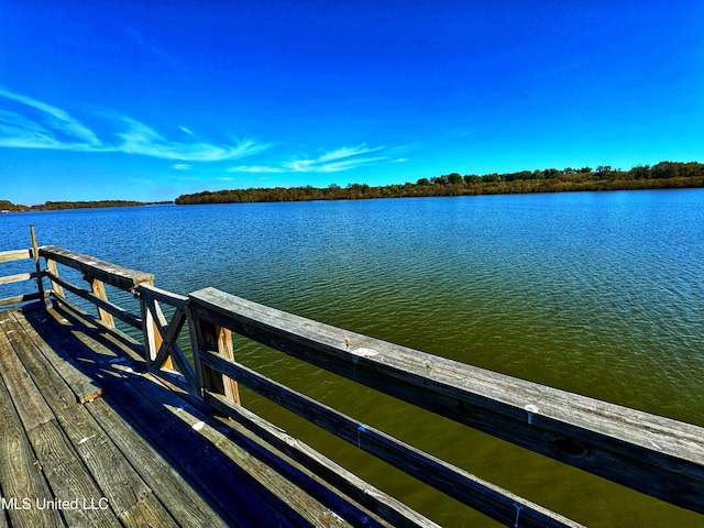 view of dock featuring a water view