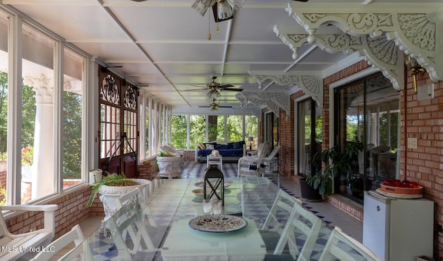 144 Gum Branch To Highway 25 Road, Louisville, MS 39339 - sunroom featuring ceiling fan and outdoor lounge area