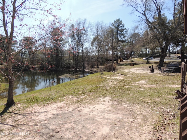 view of yard with a water view