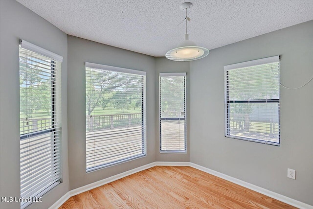 empty room featuring wood-type flooring and a textured ceiling