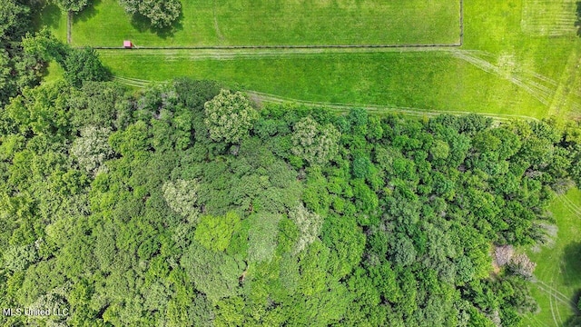 birds eye view of property with a rural view