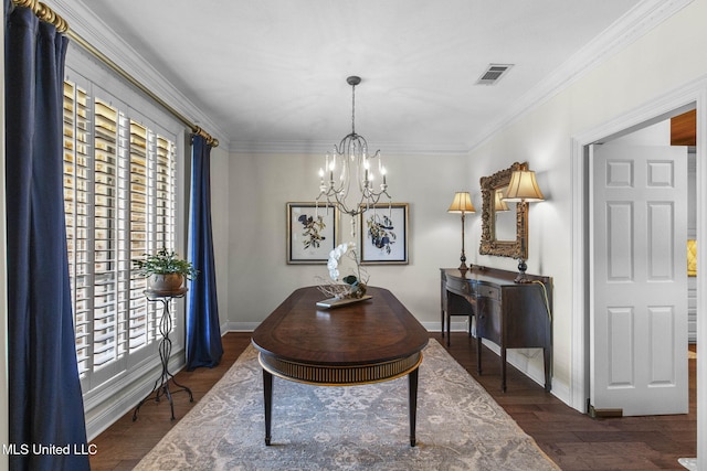 141 Whisper Lake Blvd, Madison, MS 39110 - home office with plenty of natural light, a chandelier, ornamental molding, and wood finished floors