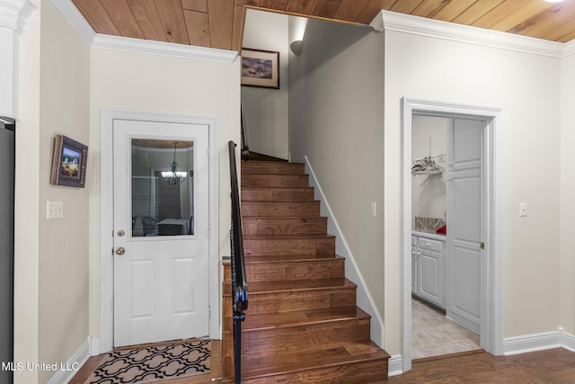 141 Whisper Lake Blvd, Madison, MS 39110 - staircase with ornamental molding and wood finished floors