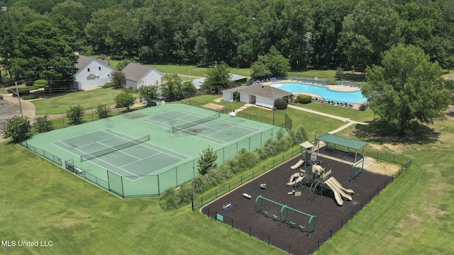 141 Whisper Lake Blvd, Madison, MS 39110 - aerial view of a pool area and a heavily wooded area