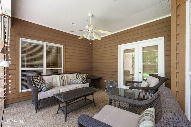 141 Whisper Lake Blvd, Madison, MS 39110 - view of patio / terrace featuring ceiling fan, an outdoor hangout area, and french doors