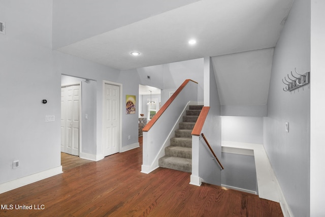 107 Lakepointe Dr, Madison, MS 39110 - stairway featuring wood finished floors, baseboards, and recessed lighting