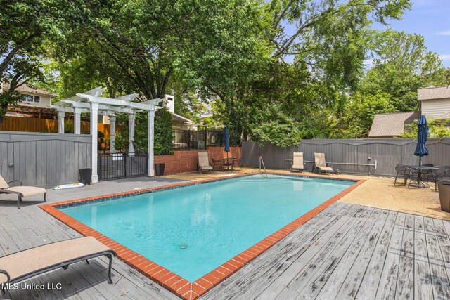107 Lakepointe Dr, Madison, MS 39110 - view of pool featuring a deck, a pergola, and a fenced backyard