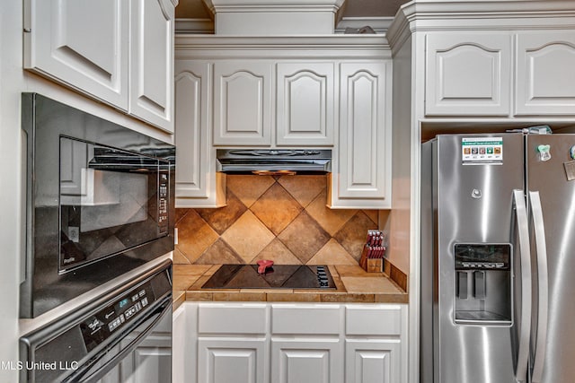 350 Edgewood Xing, Brandon, MS 39042 - kitchen with black appliances, white cabinetry, and crown molding