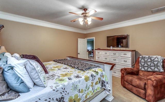 350 Edgewood Xing, Brandon, MS 39042 - bedroom with crown molding, light colored carpet, and ceiling fan