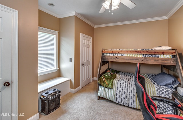 350 Edgewood Xing, Brandon, MS 39042 - carpeted bedroom with crown molding, multiple windows, and a ceiling fan