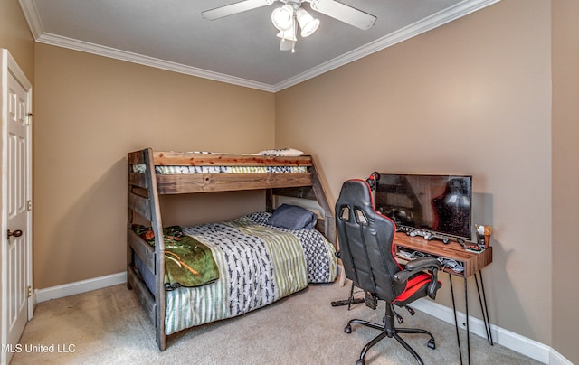 350 Edgewood Xing, Brandon, MS 39042 - carpeted bedroom with crown molding and ceiling fan