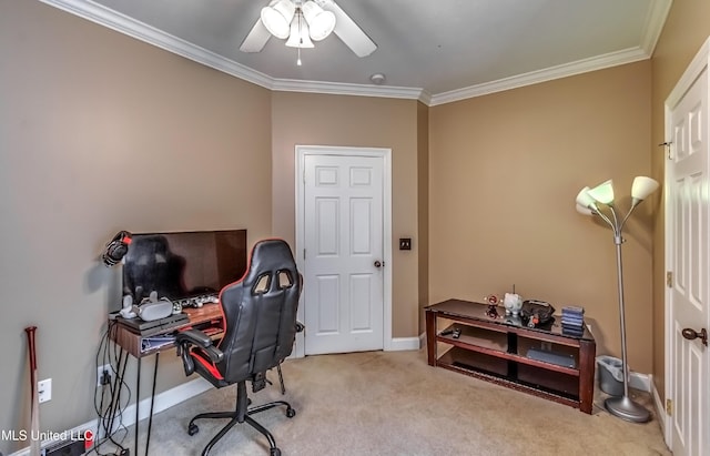 350 Edgewood Xing, Brandon, MS 39042 - carpeted office featuring ornamental molding and ceiling fan