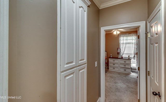 350 Edgewood Xing, Brandon, MS 39042 - corridor with light carpet and ornamental molding