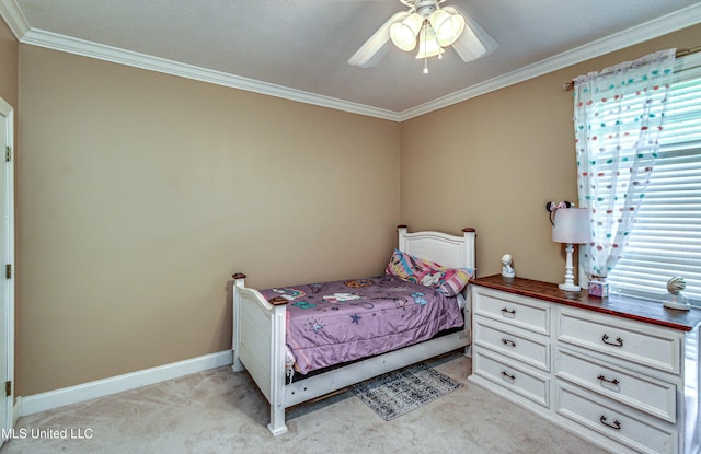 350 Edgewood Xing, Brandon, MS 39042 - bedroom featuring ornamental molding, light colored carpet, and ceiling fan