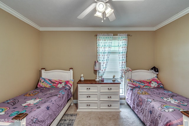 350 Edgewood Xing, Brandon, MS 39042 - bedroom with multiple windows, ornamental molding, light colored carpet, and ceiling fan