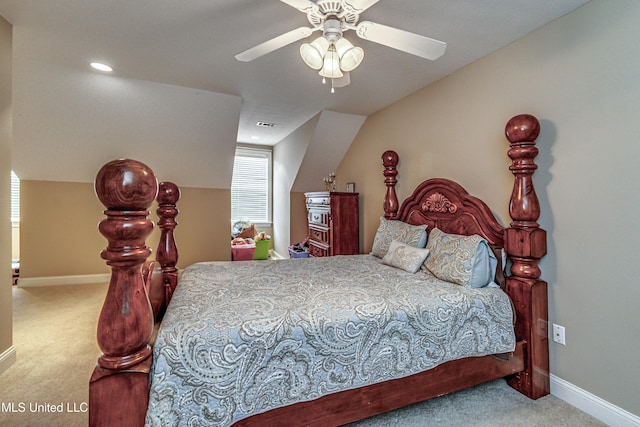 350 Edgewood Xing, Brandon, MS 39042 - carpeted bedroom featuring vaulted ceiling and ceiling fan