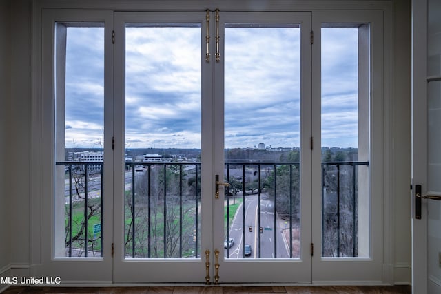 entryway with french doors and a healthy amount of sunlight