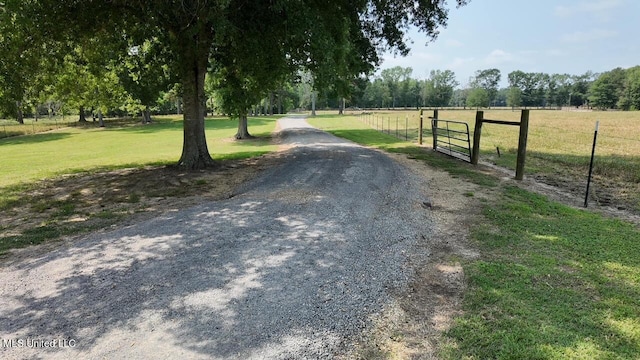 view of street featuring a rural view