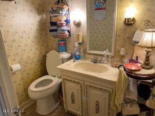 bathroom with vanity and toilet