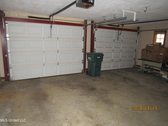 garage with a garage door opener