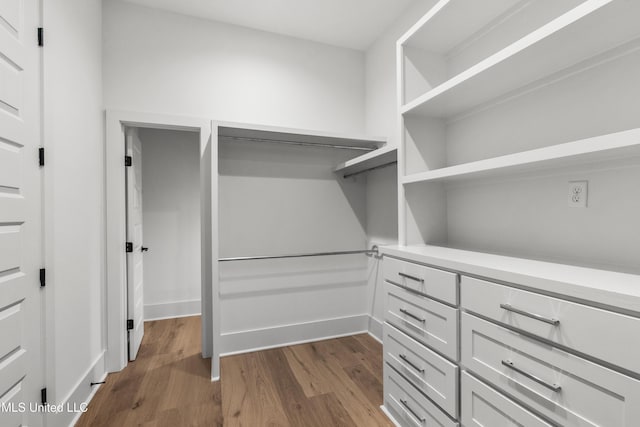 spacious closet featuring dark wood-style floors