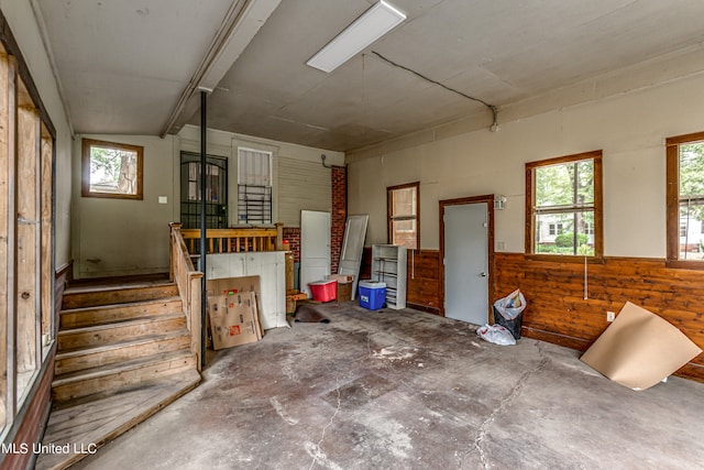 interior space with wood walls