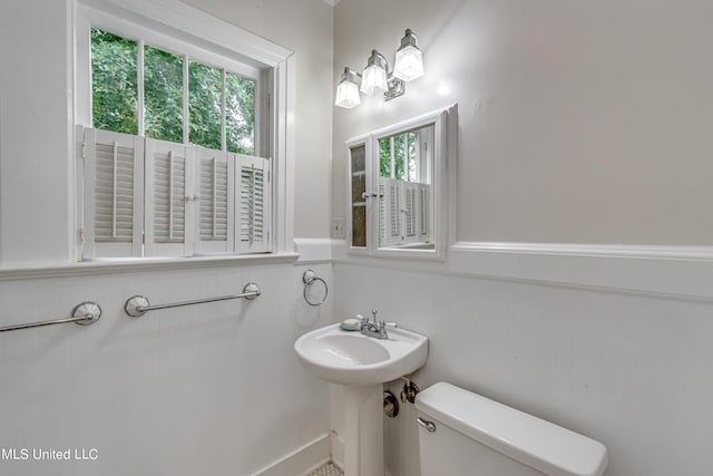 bathroom with toilet and a wealth of natural light